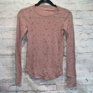 Aerie American Eagle Outfitters Shirt Women XS Pink Long Sleeve Crewneck Floral